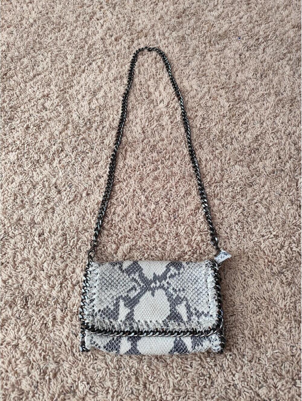 BORSE IN PELLE Made In Italy Slate Snake Suede Crossbody 8.5x5"